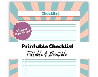 Controlelijstsjabloon voor werk Lege lijst Leuke checklist Afdrukbare checklist Eenvoudige checklistsjabloon Takenlijst Reinigingschecklist Retro
