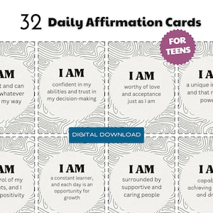 Selbstwertgefühl Teens, Tägliche Affirmationen für Teens, Tägliche Affirmationskarten, Positives Denken, Persönliche Entwicklung, Teen Mental Health
