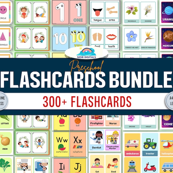 300+ Preschool Flashcards, Montessori Flashcard Bundle, Printable Preschool activities, Alphabet Numbers, Fruit Flashcards, DIGITAL DOWNLOAD