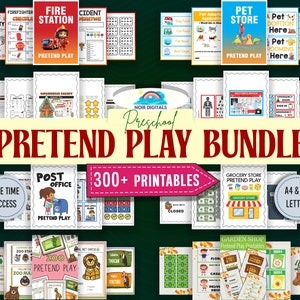 300+ Preschool Pretend Play Bundle, Learning Bundle, Printable Activity Worksheets, Grocery List, School Kit Pretend Play, Digital download