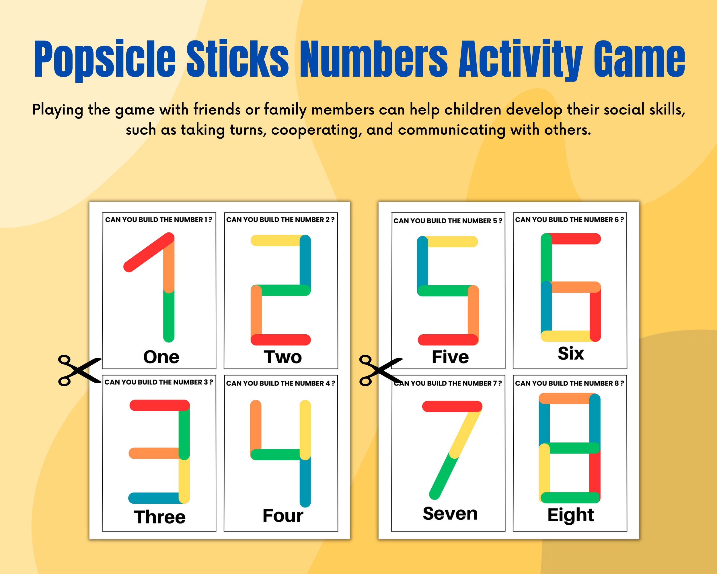Popsicle Sticks Shapes Activity Game for Toddlers Montessori Printable Activities Preschool