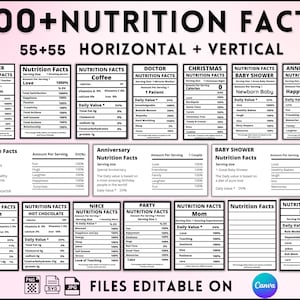 Paquete de más de 290 plantillas de favores de fiesta, favores de fiesta, plantillas de bolsas de chips, etiquetas de botellas de agua, plantilla de caja de zapatos, información nutricional, Canva editable imagen 4