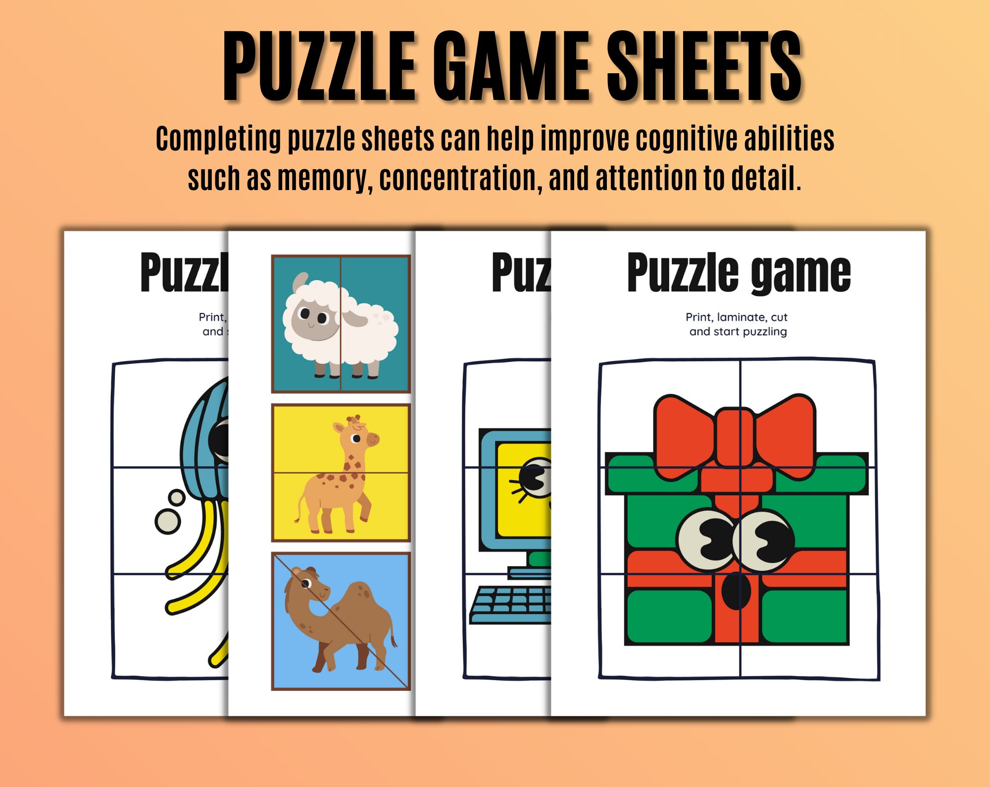 40 Montessori Printable Puzzle Preschool Worksheet - Etsy