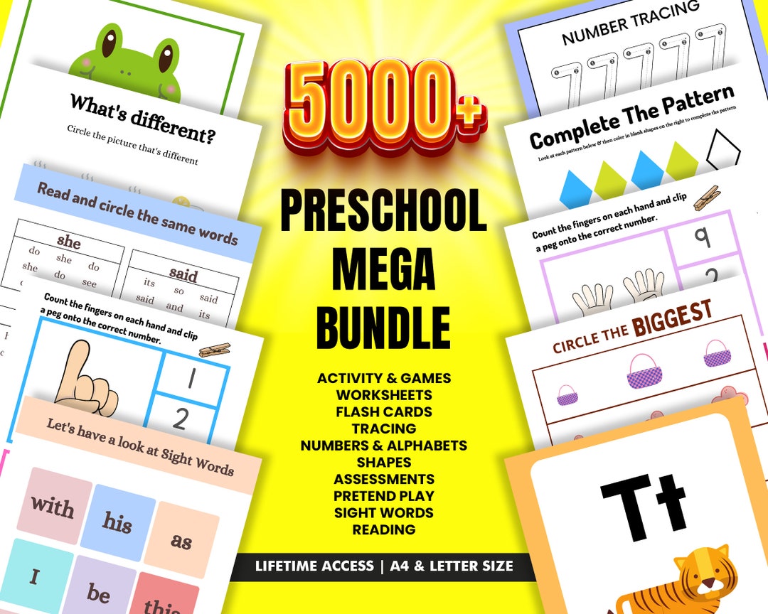 5000 Preschool Printable Worksheets Day Kids Activities Kindergarten ...