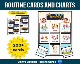 Editable Kids Daily Routine Cards , Toddler Routine Chart , Visual Schedule for Kids , Chore Chart, DIGITAL DOWNLOAD