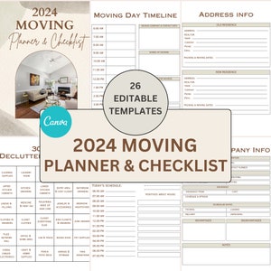 2024 Ultimate Moving Out Planner, Moving Checklist, Relocation Planner Moving Guide, Organizer Editable Template, Dorm Moving Preparation