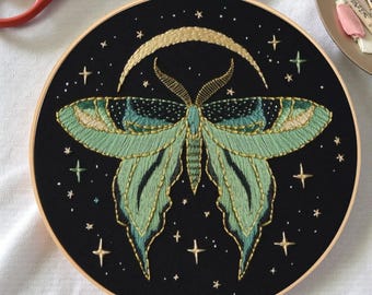 Kit da ricamo "Falena Celeste", punto croce per principianti, arte del telaio stregonesco