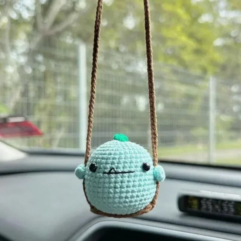 Car Cartoon Animal Rearview Mirror Crochet Swing Pendant - View #2