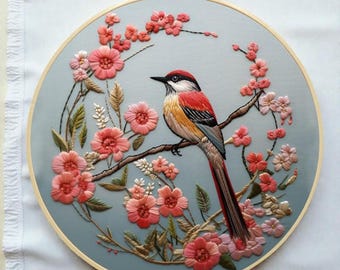 Kit per ricamo di uccelli e fiori, punto croce 3D, fai da te per principianti