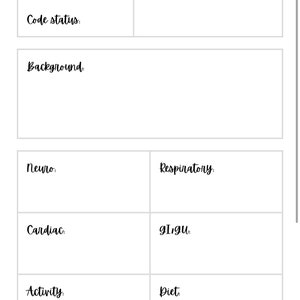 Nurse Report Sheet