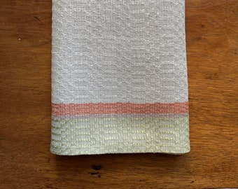 Handwoven linen and hemp tea towel in m’s and o’s