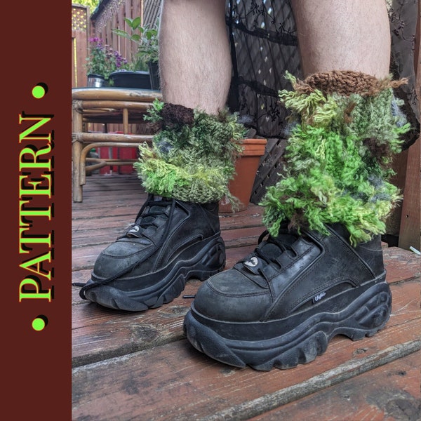 Moss Leg Warmers Pattern - Crochet Lichen Forest Accessory -  Goblincore Fairycore Fantastical Therian Otherkin LARP Cosplay PDF Blueprint