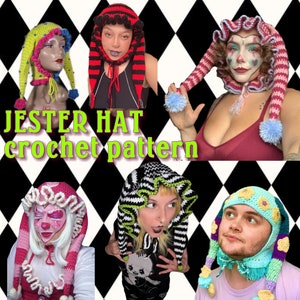 Slouchy Jester Hat Crochet Pattern - 2 in 1 Beginner Friendly Clown Hat PDF Pattern - Clowncore Blueprint - Ren Faire, Circus, Halloween