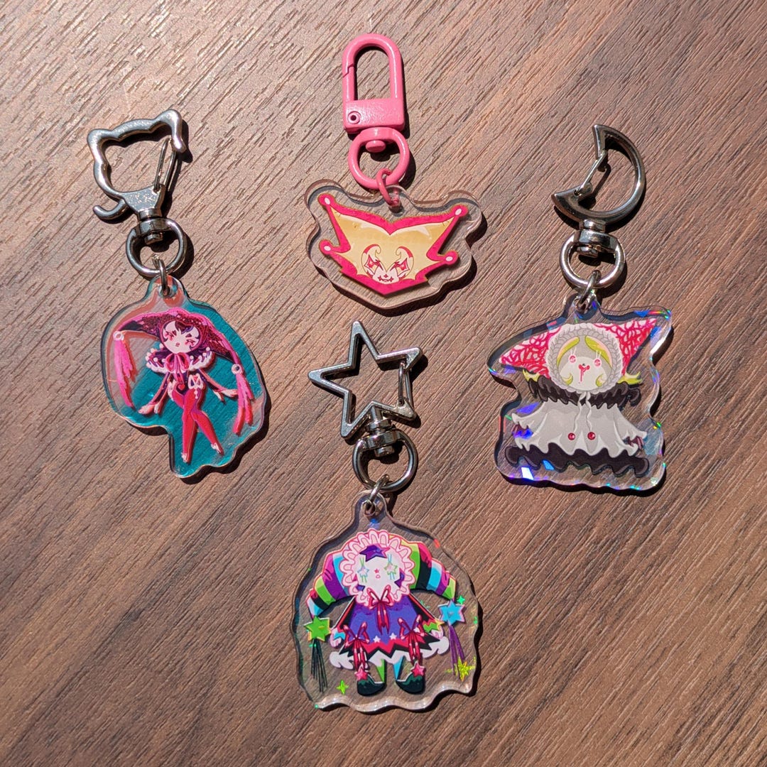 Kidcore Keychains Mini Clown Keychains - Emotional Support Cute Glittery Clown Charms ...