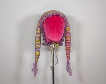 Ombre Jester Hat - Crochet Yellow, Pink & Purple Clown Hat With Tassels