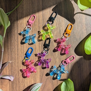 Pride Balloon Dog Keychains - Cute Glittery LGBTQ Clown Charms - Pride Month Celebration Lanyard - Kidcore, Jester, Clowncore Accessory