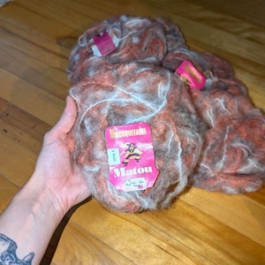 Rare Vintage Mohair - Pink, Brown & White French Matou Mousquetaire Yarn - Rare Deadstock Crochet and Knitting Yarn