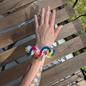 Crochet Clown Cuffs - Pack of 2 Handmade Clowncore Accessories - Kidcore Decora Kei Rainbowcore Scrunchy