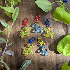 Clown Balloon Dog Keychains - Cute Glittery Jester Charms - Kidcore, Jester, Clowncore Accessory Lanyard