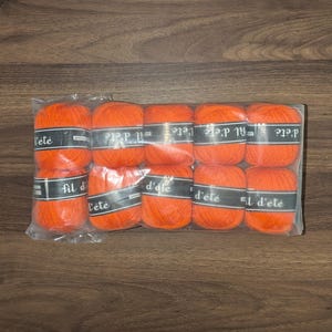 Vintage Orange Cotton Yarn (pack of 10) - Rare French Yarn - Deadstock Crochet and Knitting Yarn