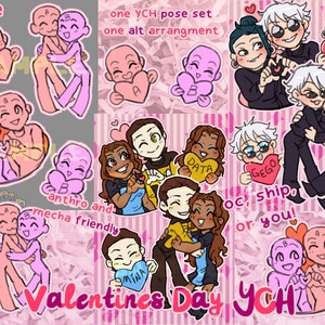 CUSTOM YCH BUNDLES- Sweet Couples Merch Box - (Standee, Keychains, Stickers, Sticker Sheet, & Buttons) Your Character Here Commissions