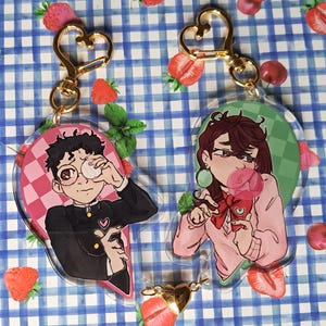 Dandadan Anime Keychains or Stickers: Momo & Okarun Heart