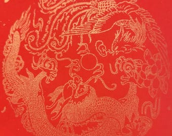 Golden Dragons Chinese Decoupage Paper