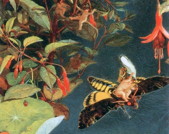 Papel de arroz con hadas y mariposas caprichosas