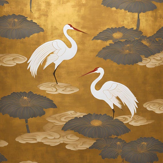 Gold Water Chinese Decoupage Paper