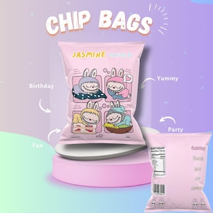 Labubu Chip Bag Template Digital Download | Chip Bag | Labubu Birthday Party | Labubu Party Favor | Labubu Birthday Chip Bag Template