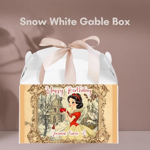 Snow White Birthday Gable Box label | Snow White Birthday party favor | Snow White Editable gable box | Snow White Digital Download Template