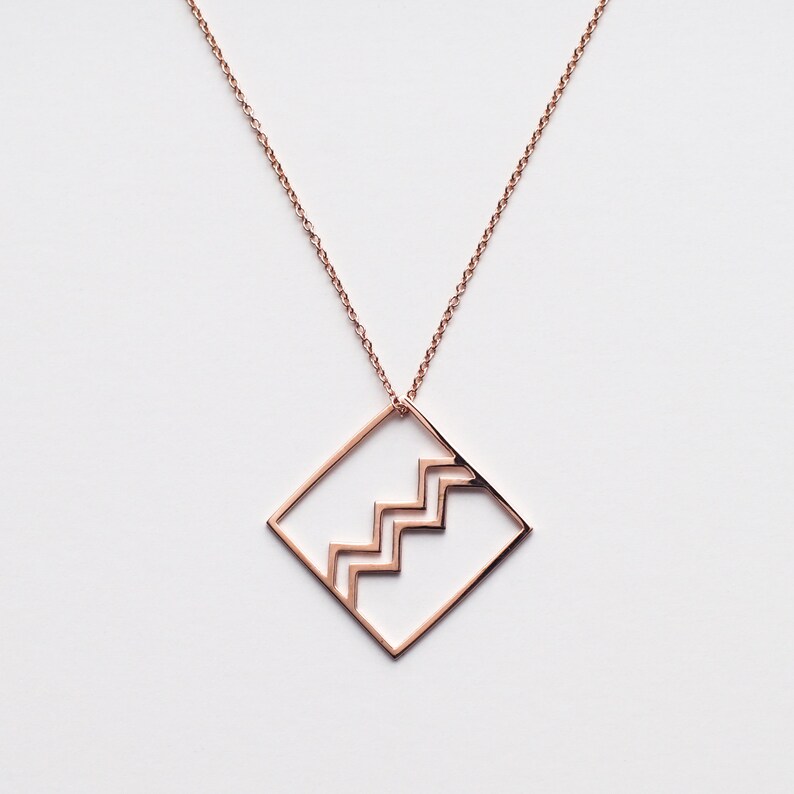 Aquarius charm necklace in silver, gold or rose gold Rose Gold