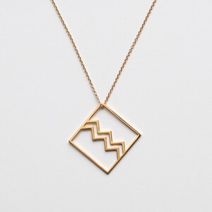 Aquarius charm necklace in silver, gold or rose gold Yellow Gold