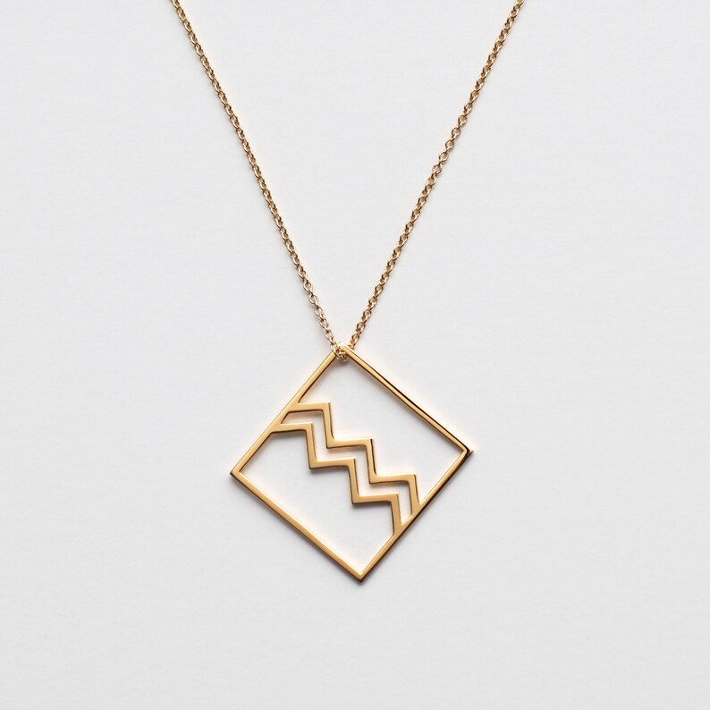 Aquarius charm necklace in silver, gold or rose gold Yellow Gold