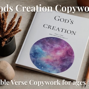 God’s Creation Bible Verses Copywork | Scripture Handwriting Practice | Christian Homeschool Printable | Bible Copywork for Kids | Ages 3–7