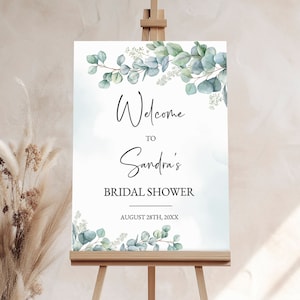 Bridal Shower Welcome Sign, Eucalyptus Welcome Sign Template, Editable Wedding Shower Poster, Greenery Bridal Shower, Printable Welcome Sign