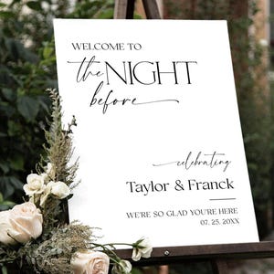 The Night Before Welcome Sign, Rehearsal Dinner Welcome Sign Template, Welcome to the Night Before Poster, Editable Printable Entrance Decor