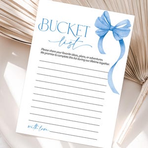 Bucket List Card Game, She&#39;s Tying the Knot Bridal Shower Game, Blue Bow Wedding Shower Template, Editable Bachelorette Party Game, Fun Game