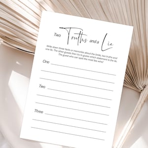 Two Truths and A Lie Bridal Shower Game Minimalist, Modern Bachelorette Games, Editable Bridal Party Template, Printable Bride Groom Game