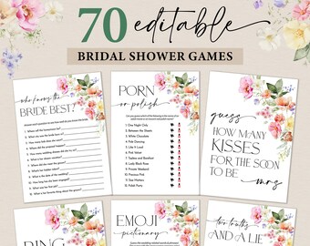 Floral Bridal Shower Games, Editable Wedding Shower Games, Printable Bachelorette Games, Bridal Party Game Set, Wildflowers Fun Games Bundle
