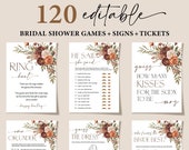 Fall Bridal Shower Games Bundle, Fall in Love Bridal Shower Games, Terracotta Floral Wedding Shower Games, Editable Bride Groom Fun Games