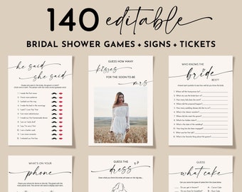 Minimalist Bridal Shower Games, Wedding Shower Games, Bridal Shower Games Printed, Editable Bridal Party Games, Fun Bridal Shower Games