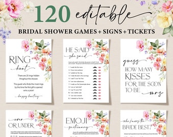 Floral Bridal Shower Games, Editable Bachelorette Games, Printable Wedding Shower Games, Bridal Party Games, Bride Groom Fun Games Bundle