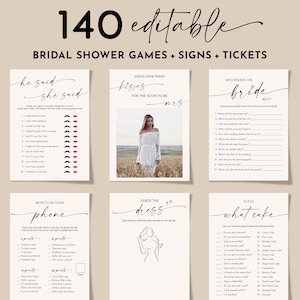 Minimalist Bridal Shower Games, Wedding Shower Games, Bridal Shower Games Printed, Editable Bridal Party Games, Fun Bridal Shower Games