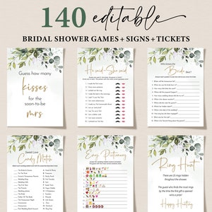 Bridal Shower Games, Greenery Bachelorette Games, Printable Wedding Shower Games, Editable Bridal Party Games, Bride Groom Fun Games Bundle