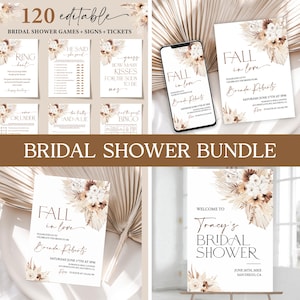 Bridal Shower Invitation Bundle, Boho Bridal Shower Games Bundle, Wedding Shower Games Boho Wildflower, Bridal Shower Welcome Signs Editable