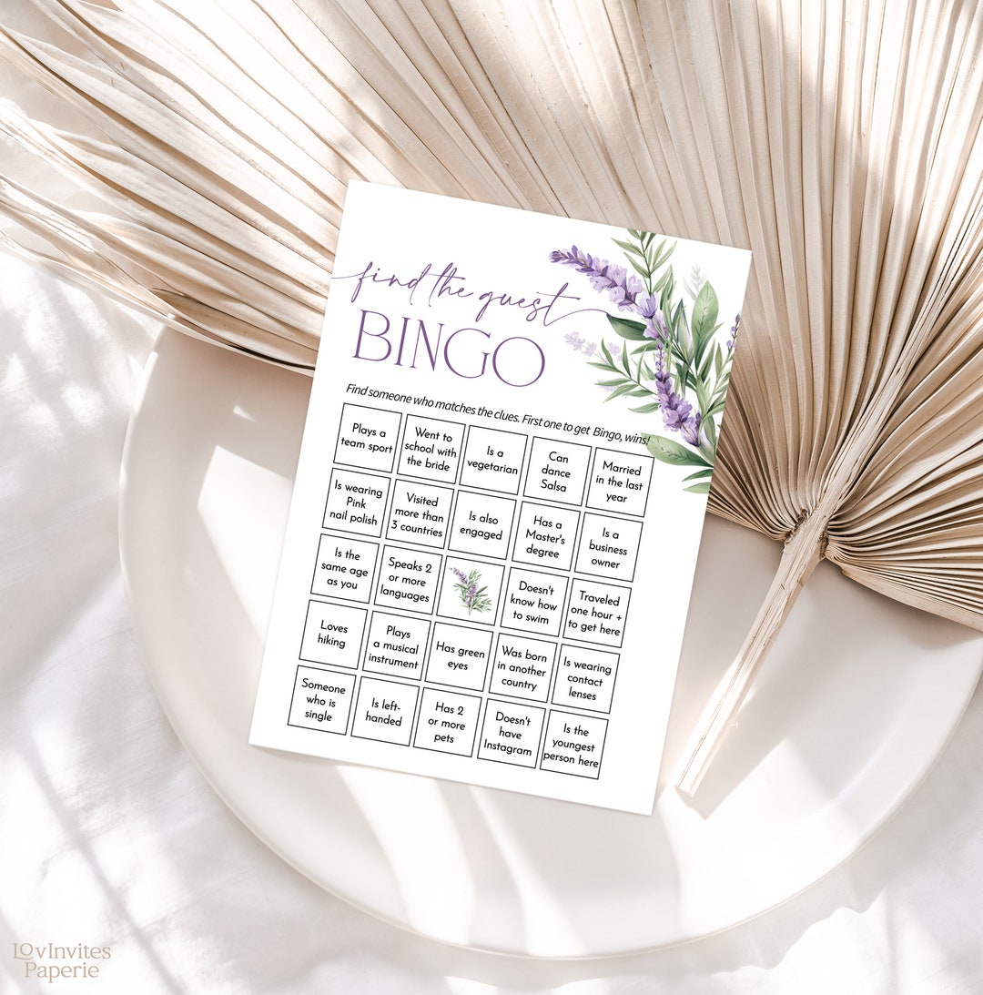 "Find The Guest" Bridal Shower Bingo Game - Set Of 30 Gold Champagne Cards | Wedding Shower & Bachelorette Party Activity