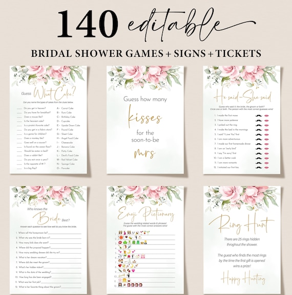 Bridal Shower Games – Over Or Under Wedding Game Cards, Blush Pink Boho Floral (30 Cards) - View #3