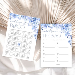 Blue Floral Bridal Shower Games, Editable Bachelorette Games, Printable Wedding Shower Games, Bridal Party Games, Something Blue Before I do image 4