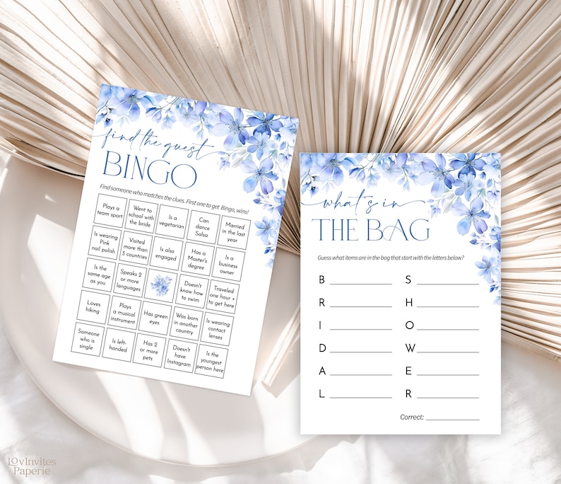Blue Floral Bridal Shower Games, Editable Bachelorette Games, Printable Wedding Shower Games, Bridal Party Games, Something Blue Before I do image 4